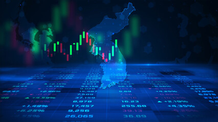 Korea stock market and economic business growth - obrazy, fototapety, plakaty