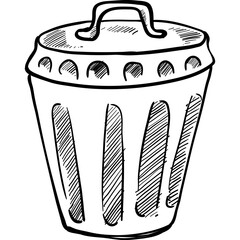 trash bin handdrawn illustration