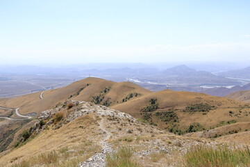 view from the Kara Koo Ashuu pass in Kyrgyzstan near Kazarman