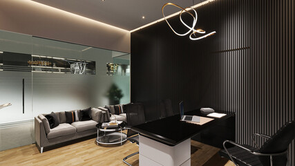 Stay Ahead of the Game How Innovative Office Interior Design with modern furniture wall and table