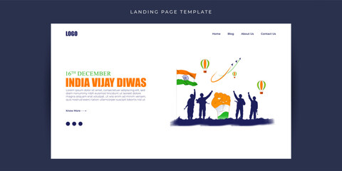 Obraz na płótnie Canvas Vector illustration of Vijay Diwas Website landing page banner Template