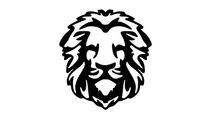 lion head, black flat  monochrome illustration