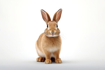 Rabbit isolated on white background, front view.generative ai