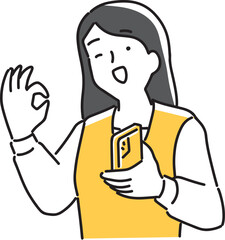 スマホを見た後にokする女性社員