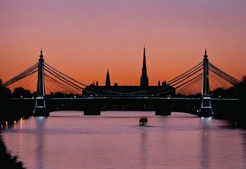 Sunset Silhouette: Albert Bridge's Graceful Profile in Twilight