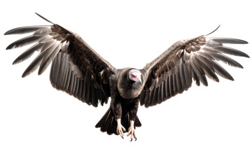 Vulture with wings in flight isolated on white background.generative ai