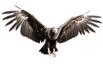 Fototapeta premium Vulture with wings in flight isolated on white background.generative ai
