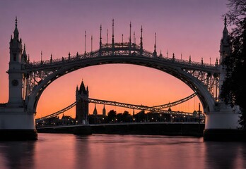 Sunset Silhouette: Albert Bridge's Graceful Profile in Twilight