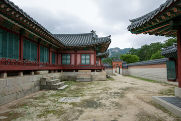 View of the building in Gyeongbokgung Palace in Seoul, South Korea