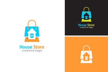 Modern house store logo graphic, business real estate logo design vector template