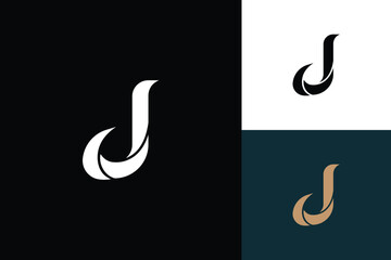 letter j monogram vector logo design - obrazy, fototapety, plakaty