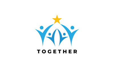 Logo teamwork people networking connection support team minimalist concept corporate industry