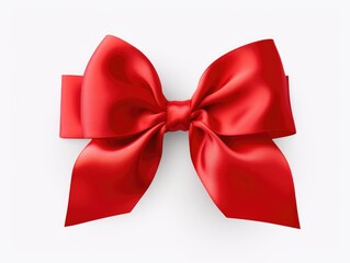 Red bow. A bow on a white background. A gift with a bow. Red bow on white background