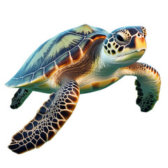 Swimming Sea Turtle isolated on transparent background PNG