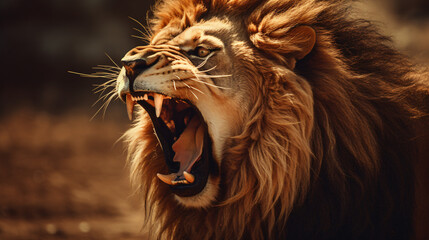 A close up of a lion