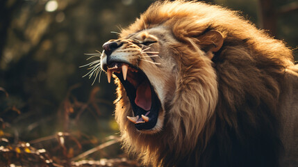 A close up of a lion