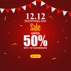 Vector illustration of 12 12 Sale social media feed template