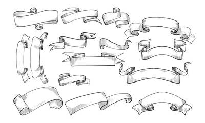 vintage ribbon handdrawn collection