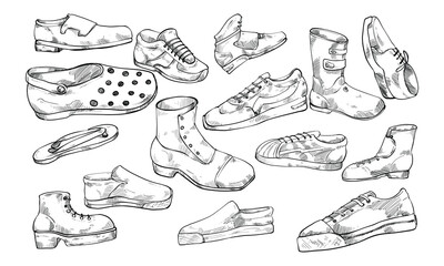 shoes and slippers handdrawn collection