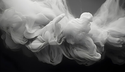 Abstract black and white smoke on black background, monochrome. - obrazy, fototapety, plakaty