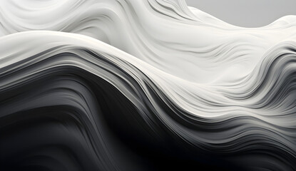 Obraz premium Abstract black and white smoke on black background, monochrome.