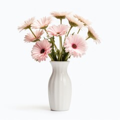 Flowers in a white vase isolated on a white background