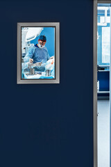 Behind the doors of the operating room, equipment and medical devices in the modern operating room.