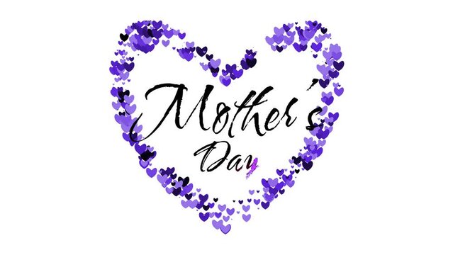 animated mother's day handwriting text, lettering animation inside love shape background
