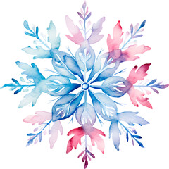 Fototapeta premium Christmas watercolor snowflake illustration with unique pattern