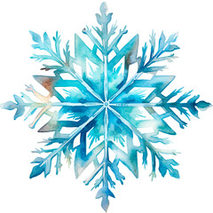 Christmas watercolor snowflake illustration with unique pattern