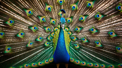 A close up of a peacock