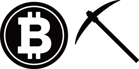 Fototapeta premium 仮想通貨 ピッケル アイコン