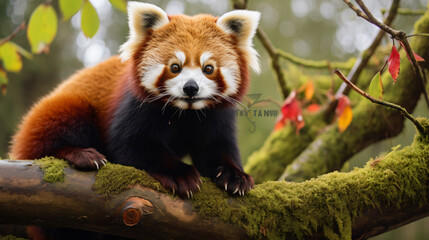 A close up of a red panda
