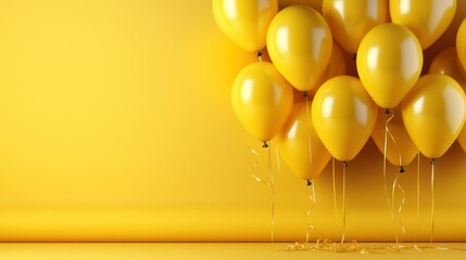 yellow balloon with a yellow background - obrazy, fototapety, plakaty