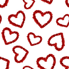 Valentine romantic seamless pattern. Print design love symbol with red hearts
