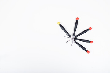 Several screwdrivers on a white background