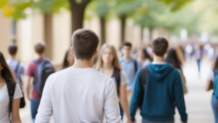 Generative AI a group of students walking through the street
