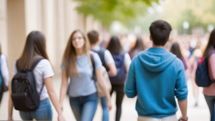 Generative AI a group of students walking through the street