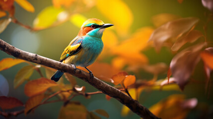 A colorful bird perched