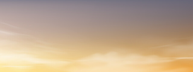 Naklejka na ściany i meble Sunset Sky Background,Horizon Spring Sunrise Sky,Cloud with Orange,Yellow,Purple over Sea Beach,Vector Panoramic Summer Banner Beautiful in Nature Romantic Sky in Evening