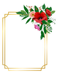 Floral wreath, Floral frames with leaves , golden frame, Celebration wreath, Wedding frame , gift floral wreath design ,Decorative wreath frame, vector illustration