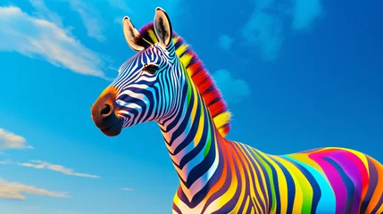 Deurstickers A colorful zebra © UsamaR