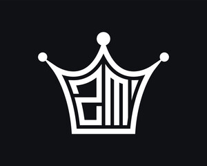 Crown shape ZM letter logo design vector art