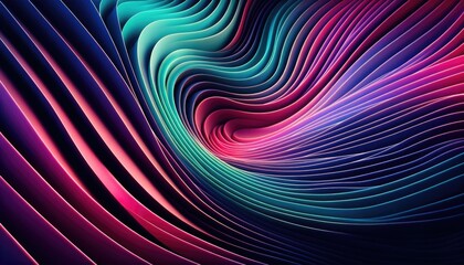 Fototapeta premium Seamless flow of undulating layers transitioning from deep purple through vibrant pink to rich teal, creating a dynamic sense of movement and fluidity.