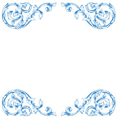 Border or frame decorative filigree calligraphy element in baroque style vintage and retro