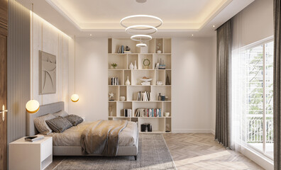 Minimalist Bedroom Design Combining Stylish Furniture and a Comfortable Bed for a Relaxing Space