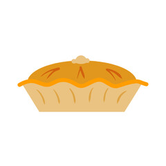 Traditional Pie or cake. Homemade food. Sweet delicious festive dessert. Flat cartoon illustration isolated on white background