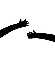 Silhouette of hugging hands. Black sketch doodle illustration. Concept of support and care