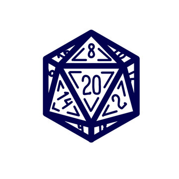 recommend clip art: Dice d20 for playing Dnd. Dungeon and dragons board game. Cartoon outline drawn illustration