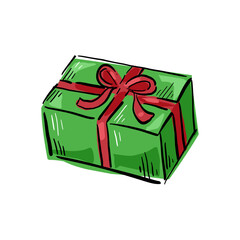 drawing of gift box vector cartoon. Illustration of isolated cartoon icon gift box with ribbon. Vector illustration set christmas birthday present.